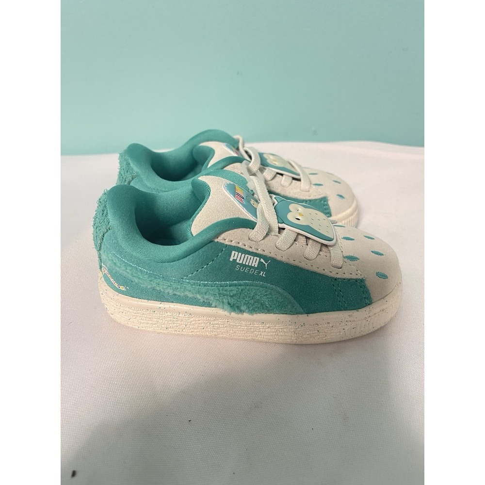 Puma Suede Swish-mellows Girls Size 7C Green/White Athletic Sneakers